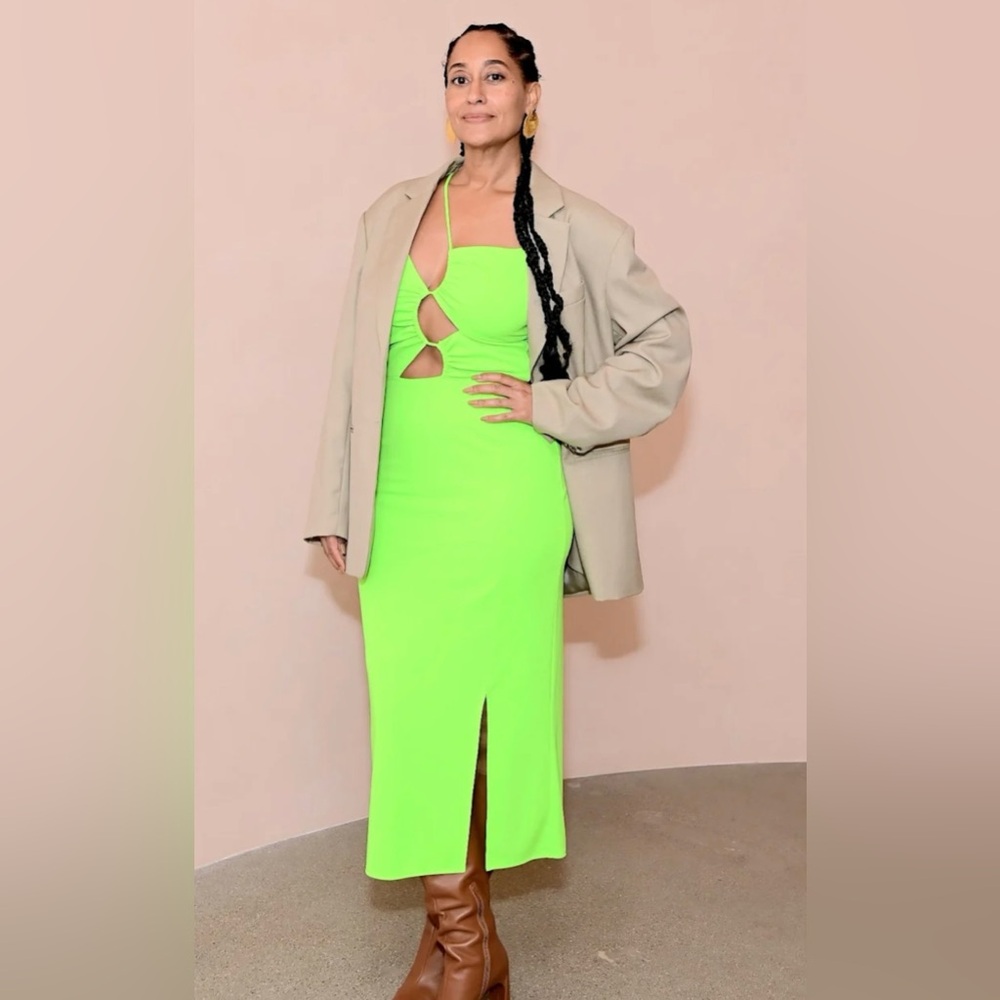 Vibrant Green Cut-Out Dress